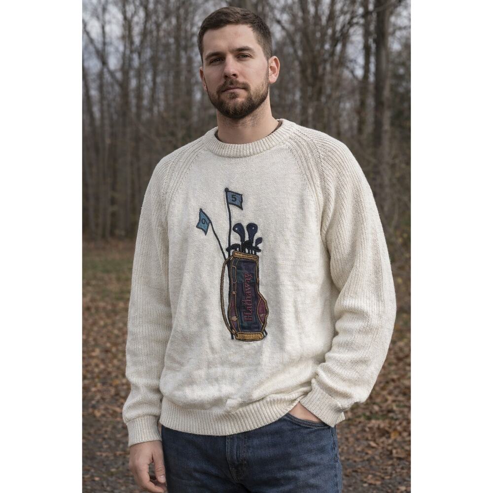 Vintage Hathaway Golf Sweater Mens XL Grandpacore Winter Cozy Holiday Fall